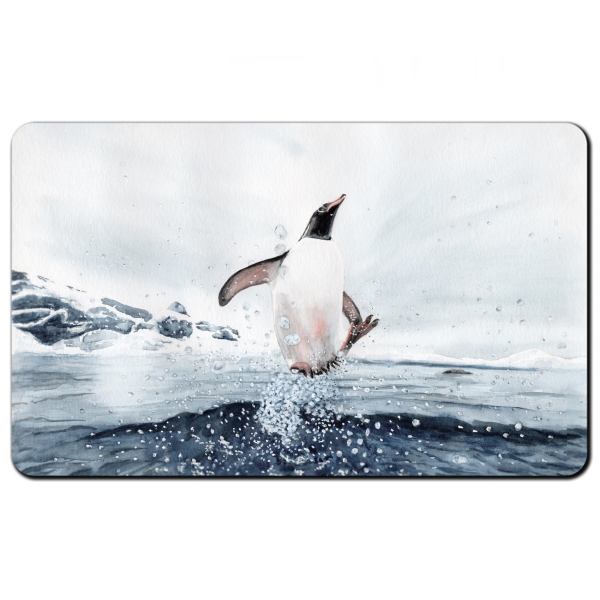 Frühstücksbrettchen Brettchen Aquarell Kunst Druck Kunstdruck Pinguin